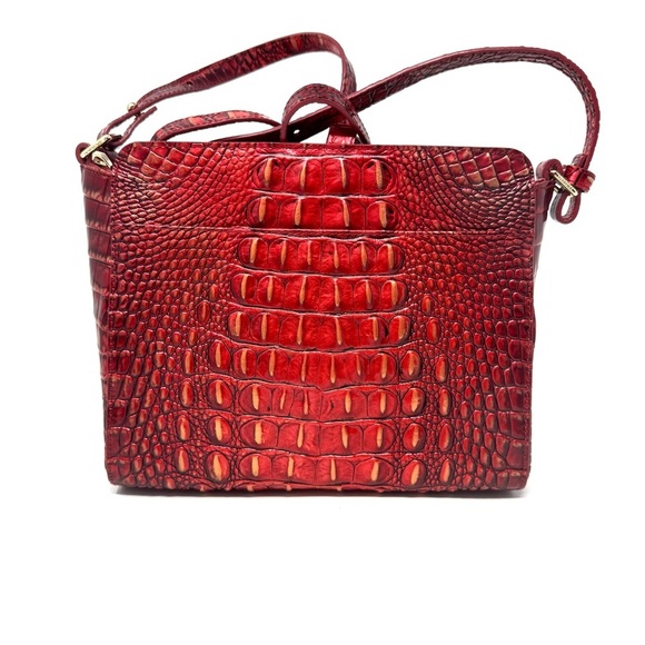 Brahmin Hillary Croc-Embossed Red Leather Crossbody Bag - Picture 5 of 12